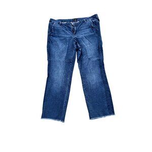 Glamour X Lane Bryant Womens Jeans Size 18 Blue Straight Leg Frayed Hem